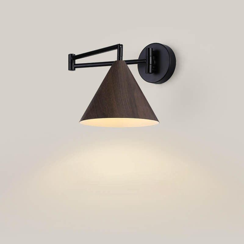 Nordic Wood Cone 1-Light Swing Arm Wall Sconce