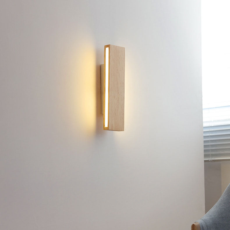Japanese Wood Rectangular LED Wall Sconce