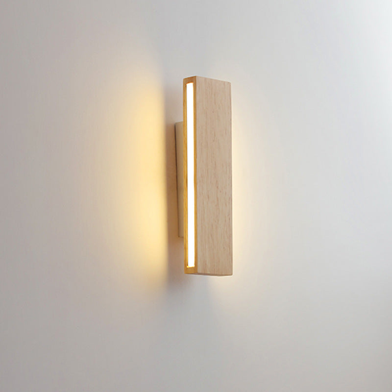 Japanese Wood Rectangular LED Wall Sconce
