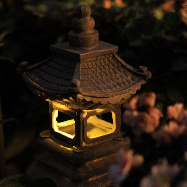 Japanese Zen Stone Pagoda LED Outdoor Garden 1-Light
