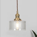 Japanese Brass Glass 1-Light Round Pendant Light