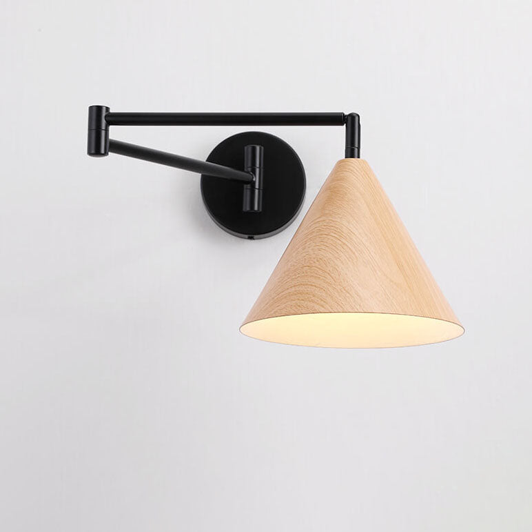 Nordic Wood Cone 1-Light Swing Arm Wall Sconce