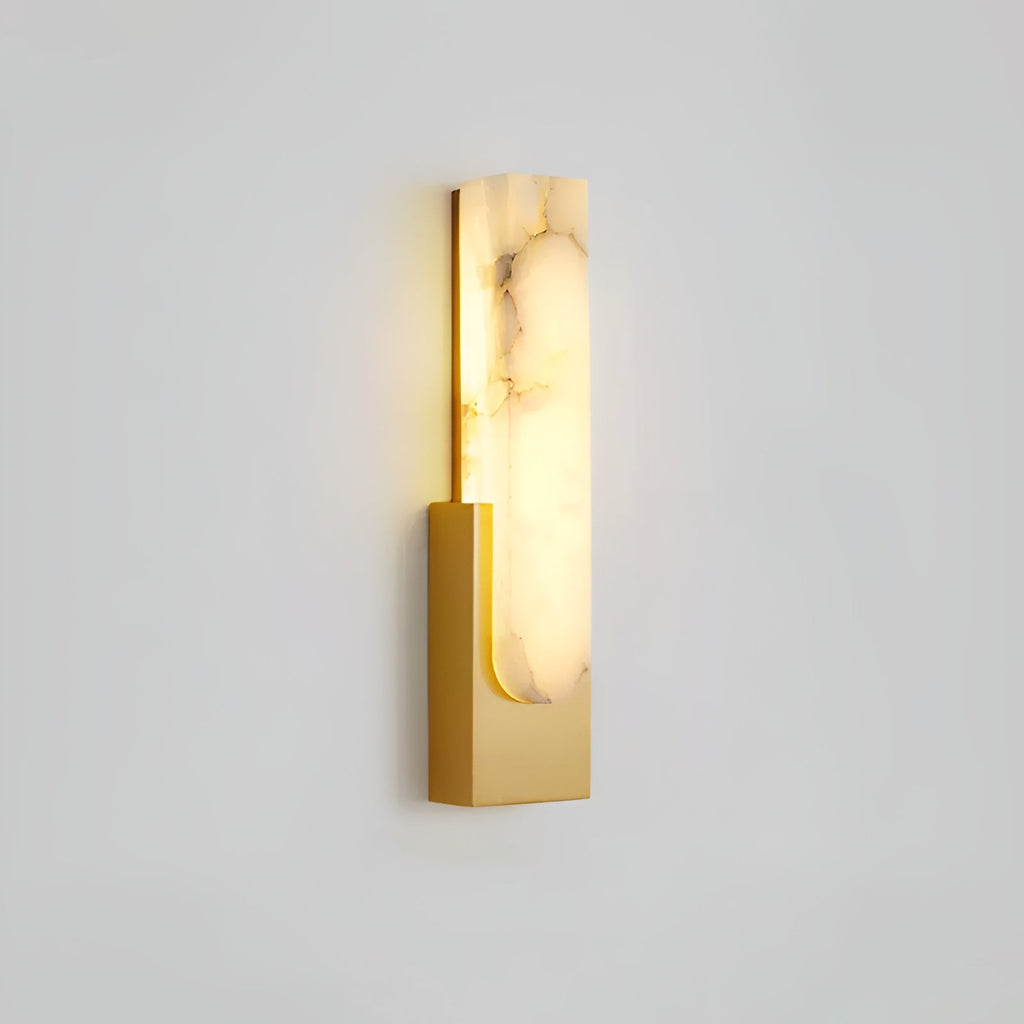 Modern Alabaster-Effect Brass Wall Sconce LED 1-Light