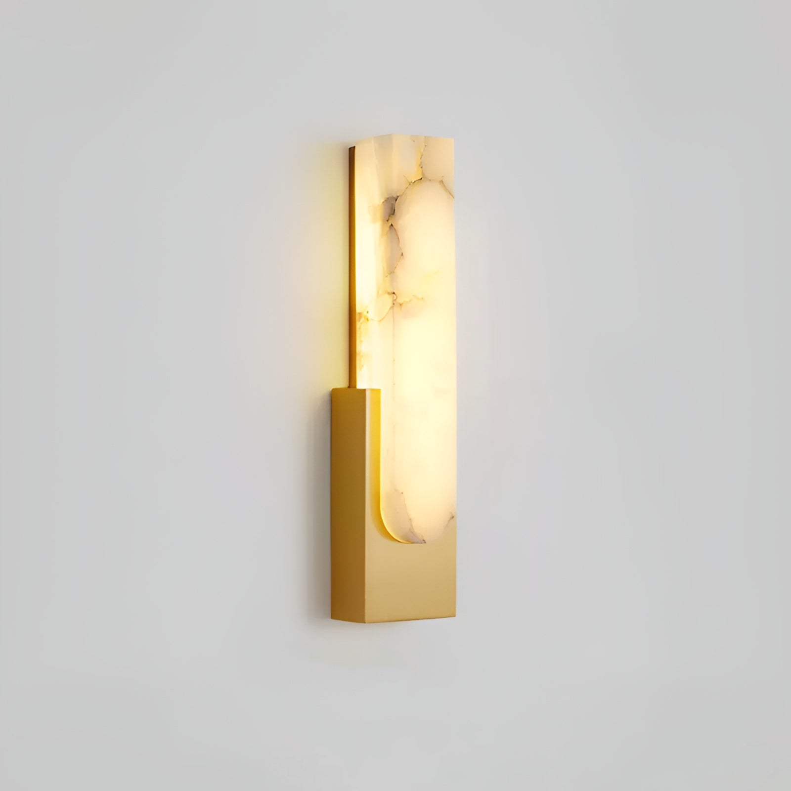 Modern Alabaster-Effect Brass Wall Sconce LED 1-Light