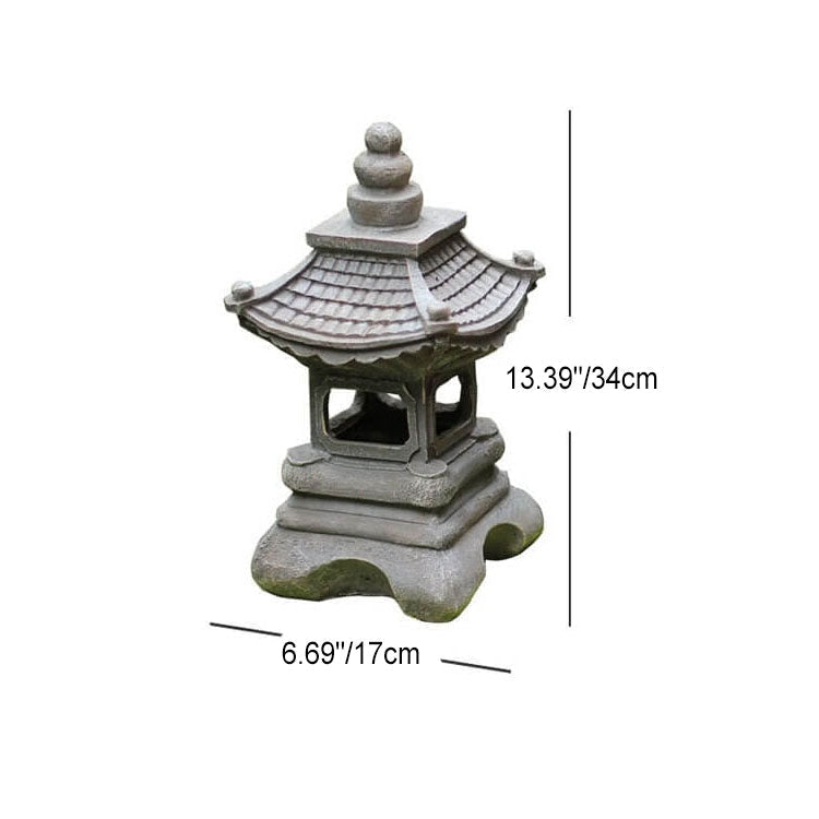 Japanese Zen Solar Pagoda Stone LED Outdoor Garden 1-Light