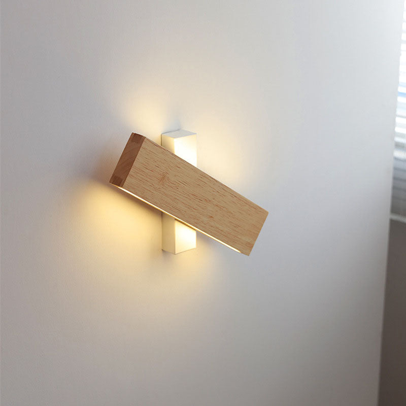 Japanese Wood Rectangular LED Wall Sconce