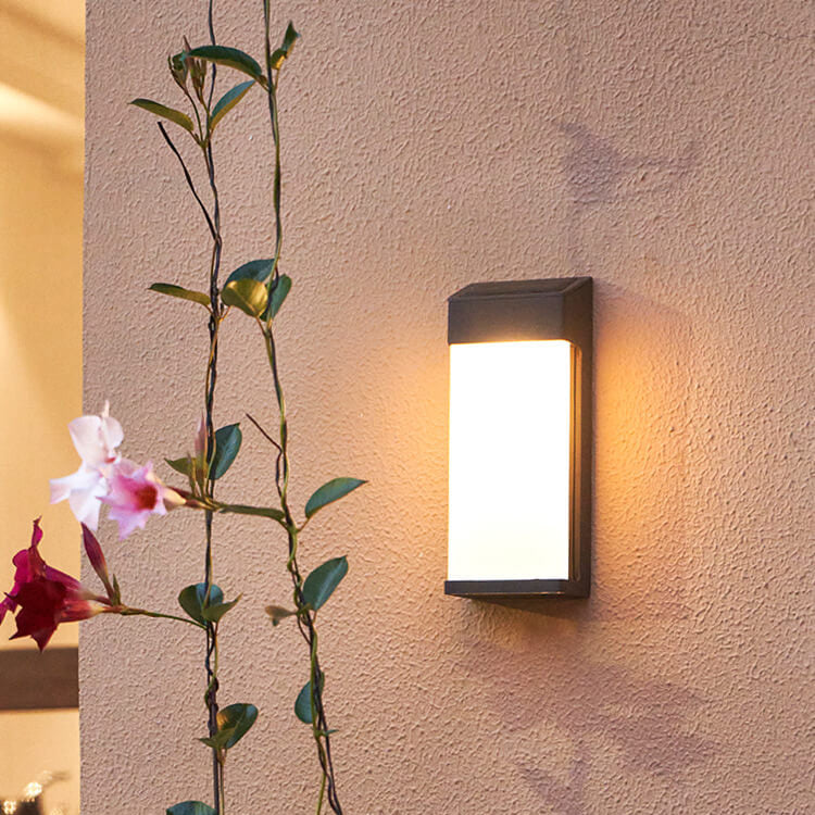 Modern Square Frosted Glass Solar LED Wall Sconce