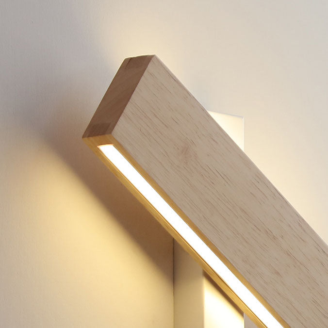 Japanese Wood Rectangular LED Wall Sconce