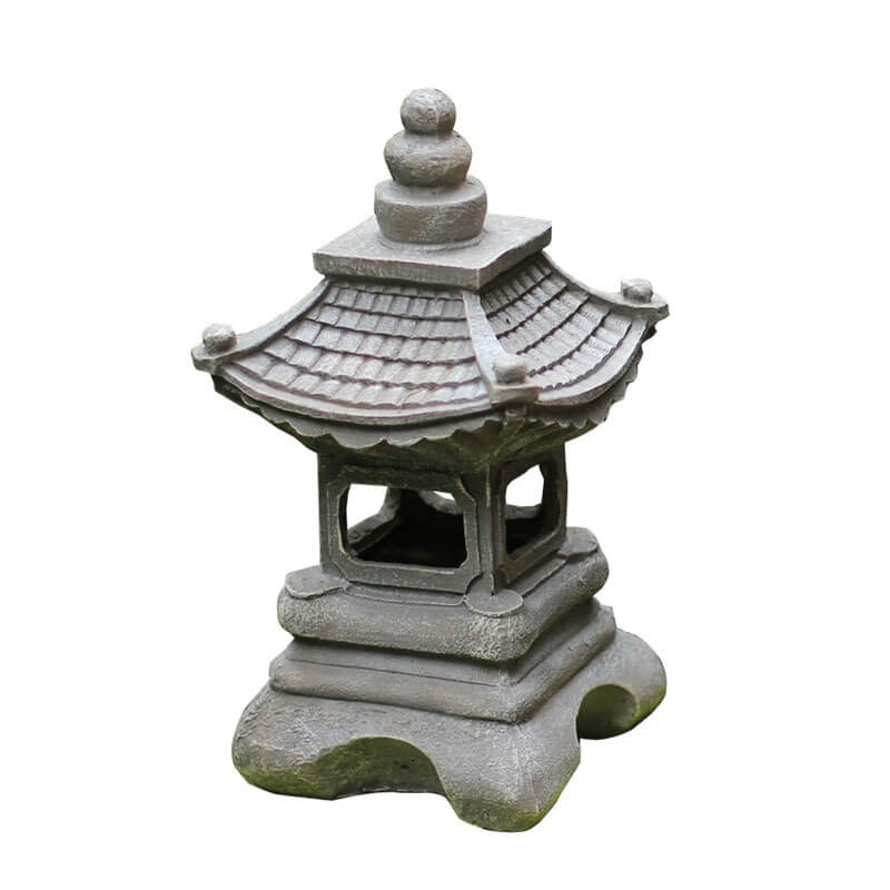 Japanese Zen Solar Pagoda Stone LED Outdoor Garden 1-Light