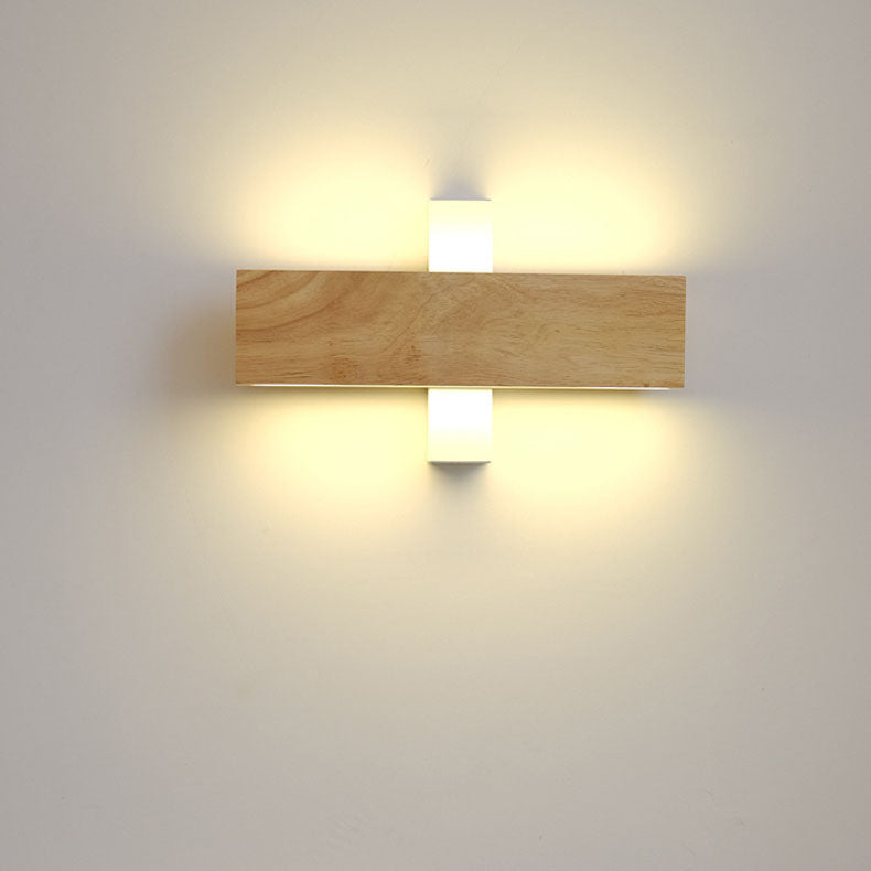 Japanese Wood Rectangular LED Wall Sconce