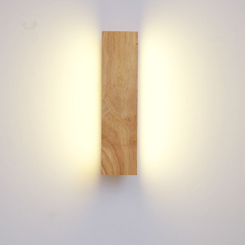Japanese Wood Rectangular LED Wall Sconce