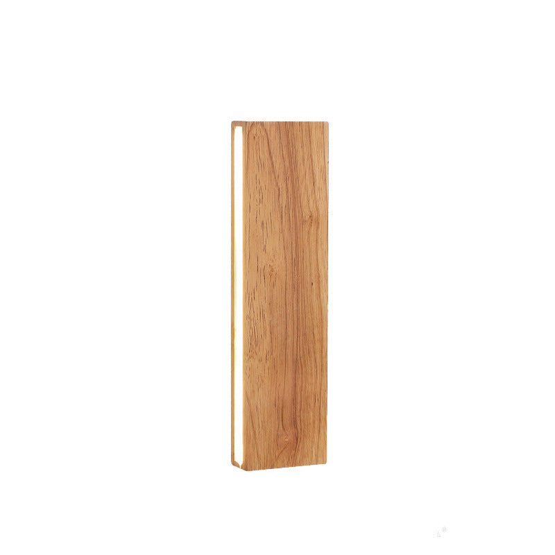 Japanese Wood Rectangular LED Wall Sconce