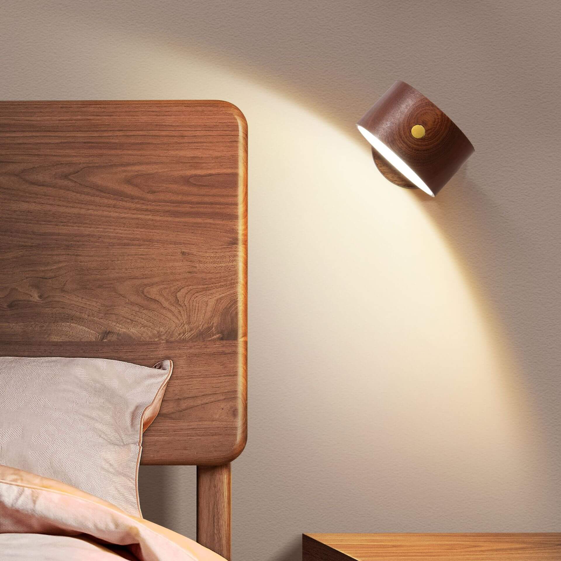 Minimalist Wooden Round LED Wall Sconce 1-Light