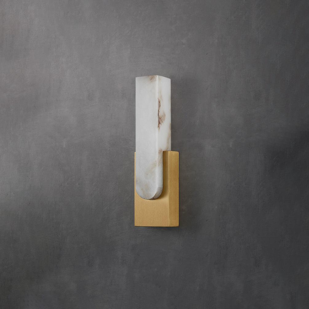 Modern Alabaster-Effect Brass Wall Sconce LED 1-Light