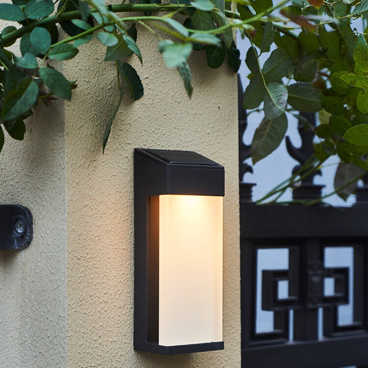 Modern Square Frosted Glass Solar LED Wall Sconce