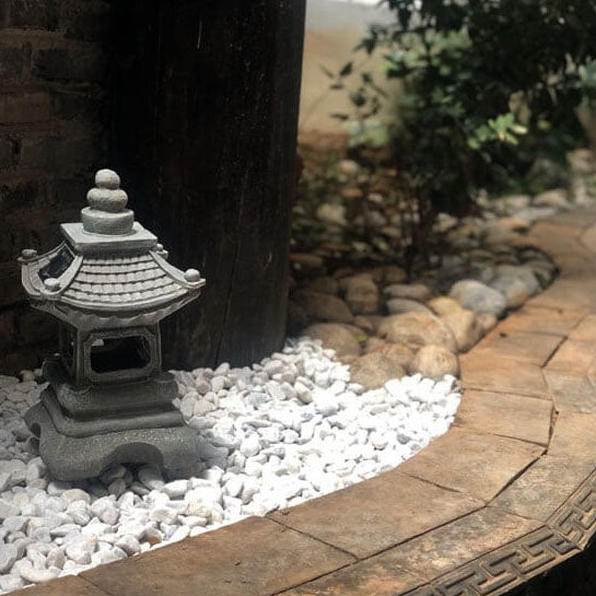 Japanese Zen Solar Pagoda Stone LED Outdoor Garden 1-Light