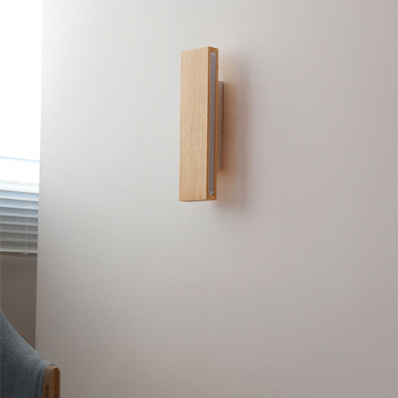 Japanese Wood Rectangular LED Wall Sconce