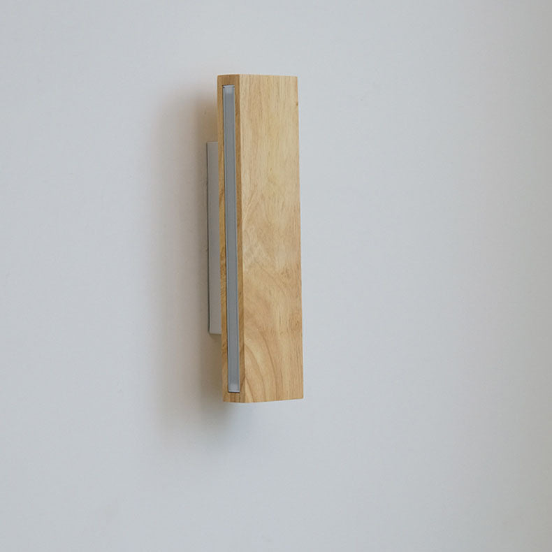 Japanese Wood Rectangular LED Wall Sconce