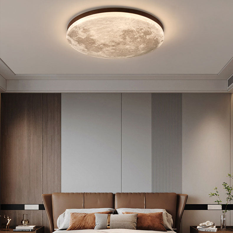 Nordic Wood & Pvc Round LED Flush Mount Ceiling Light 1-light