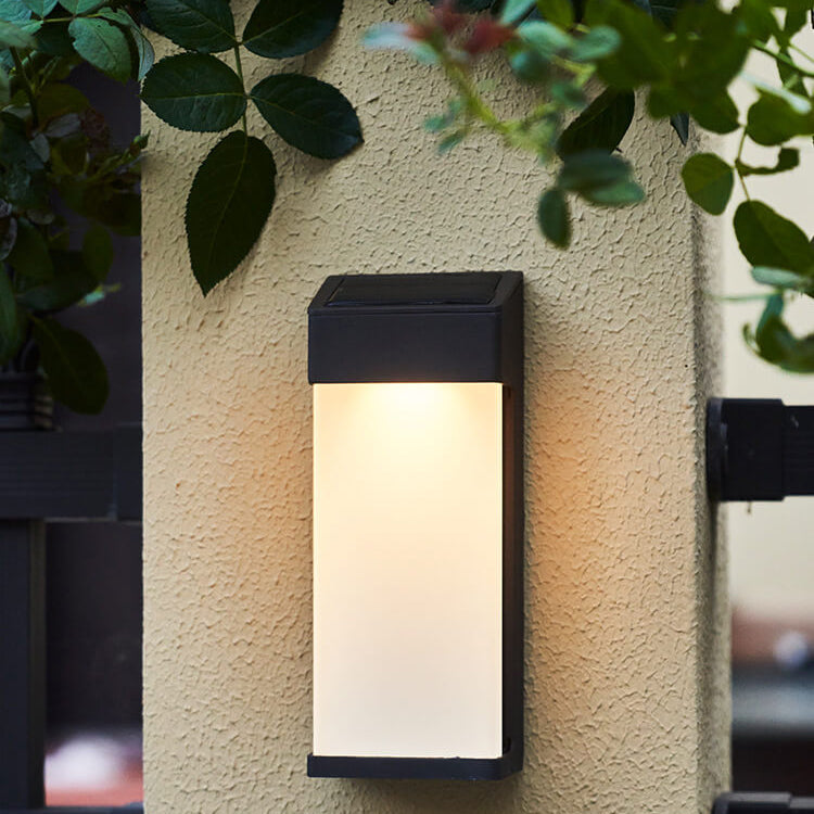 Modern Square Frosted Glass Solar LED Wall Sconce