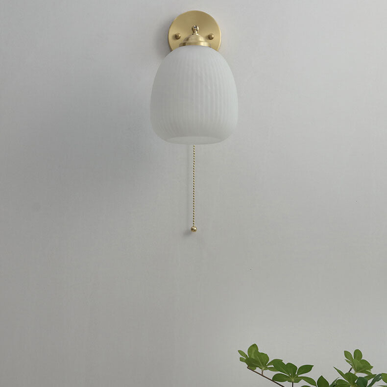 Nordic Brass Ribbed Glass 1-Light Wall Sconce