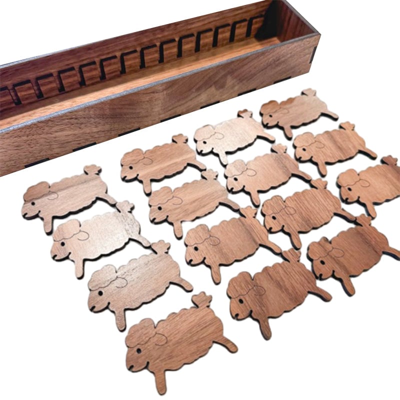 Guili | Embroidery Thread Organizer | Wooden Bunny Bobbin Set | 16-Piece | Storage Corral Included