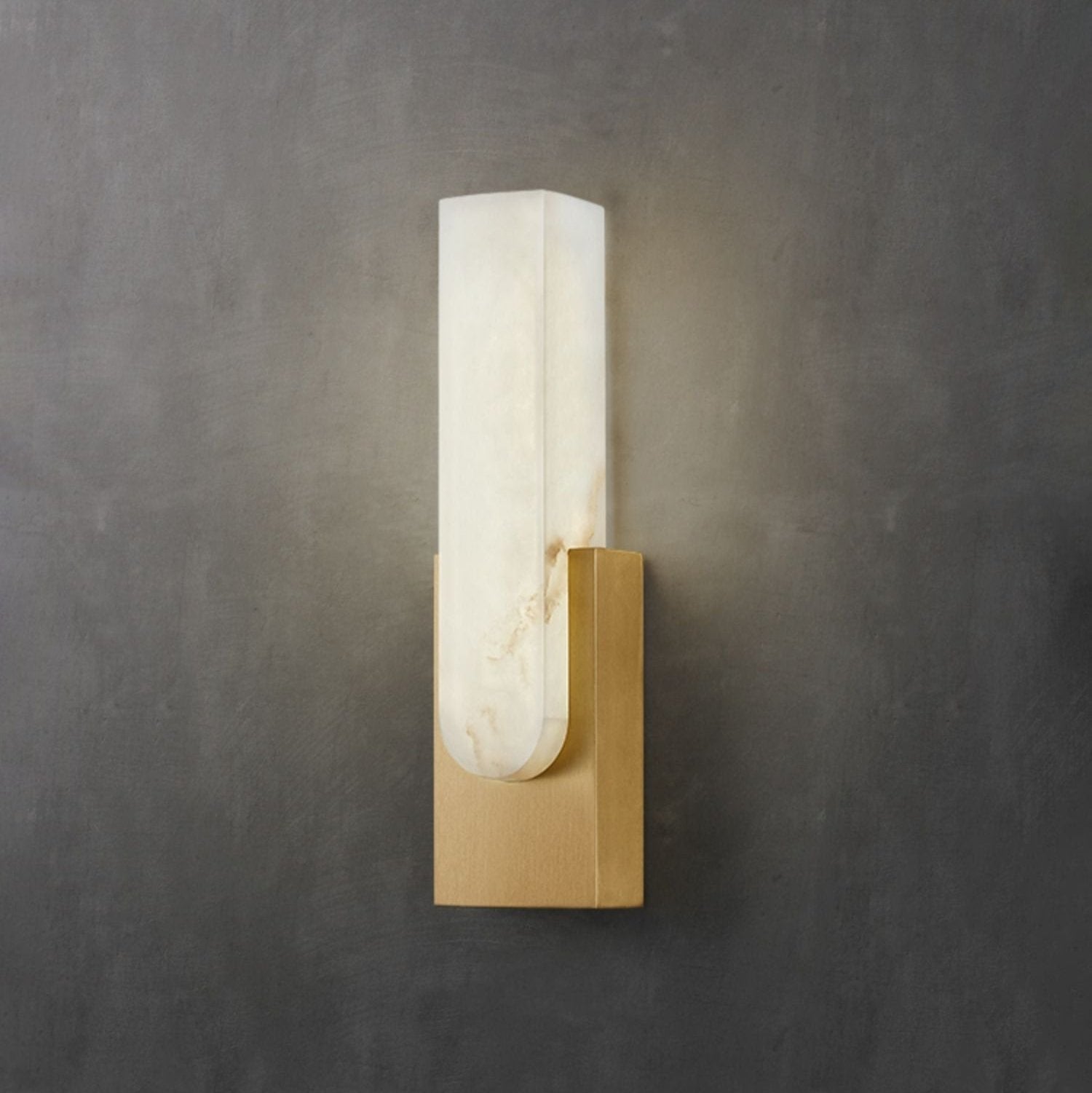 Modern Alabaster-Effect Brass Wall Sconce LED 1-Light