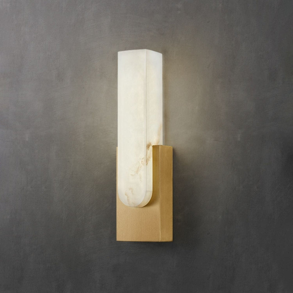 Modern Alabaster-Effect Brass Wall Sconce LED 1-Light