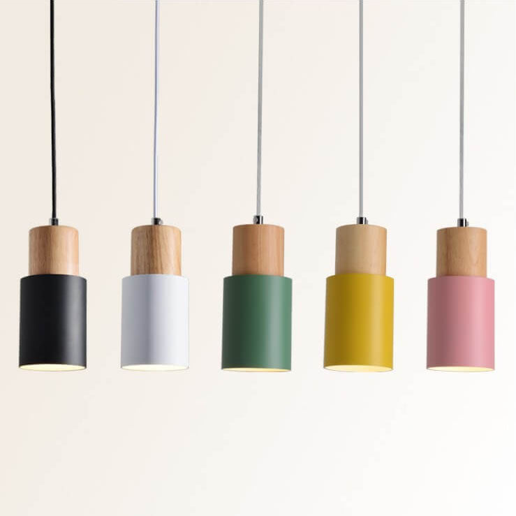 Nordic Wood Cylinder LED 1-Light Pendant Light