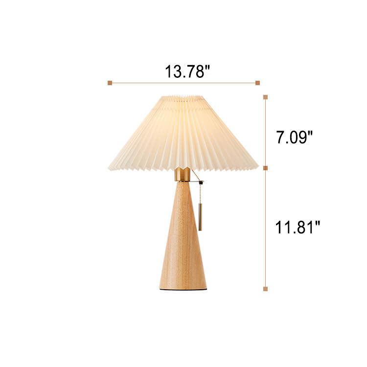Japanese Minimalist Wooden Pleated Fabric LED Table Lamp 1-Light