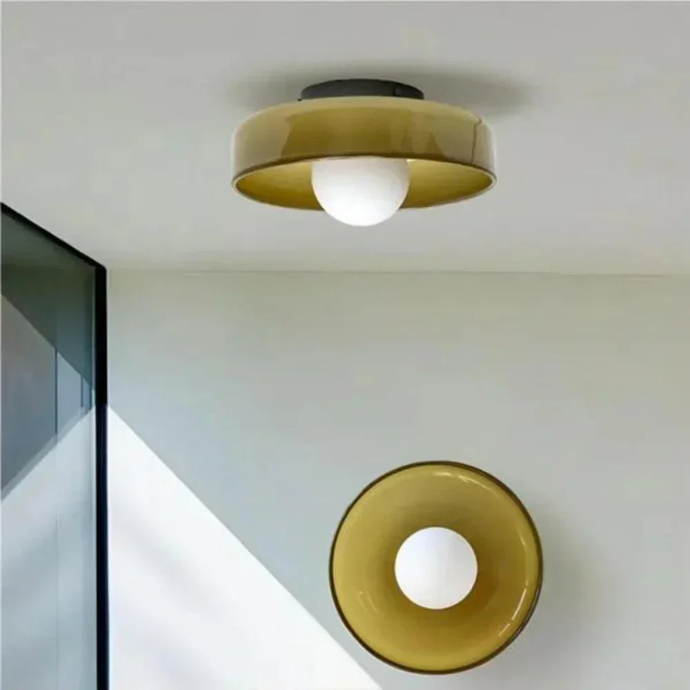 Nordic Glass Olive Disc Wall & Ceiling Light LED 1-light