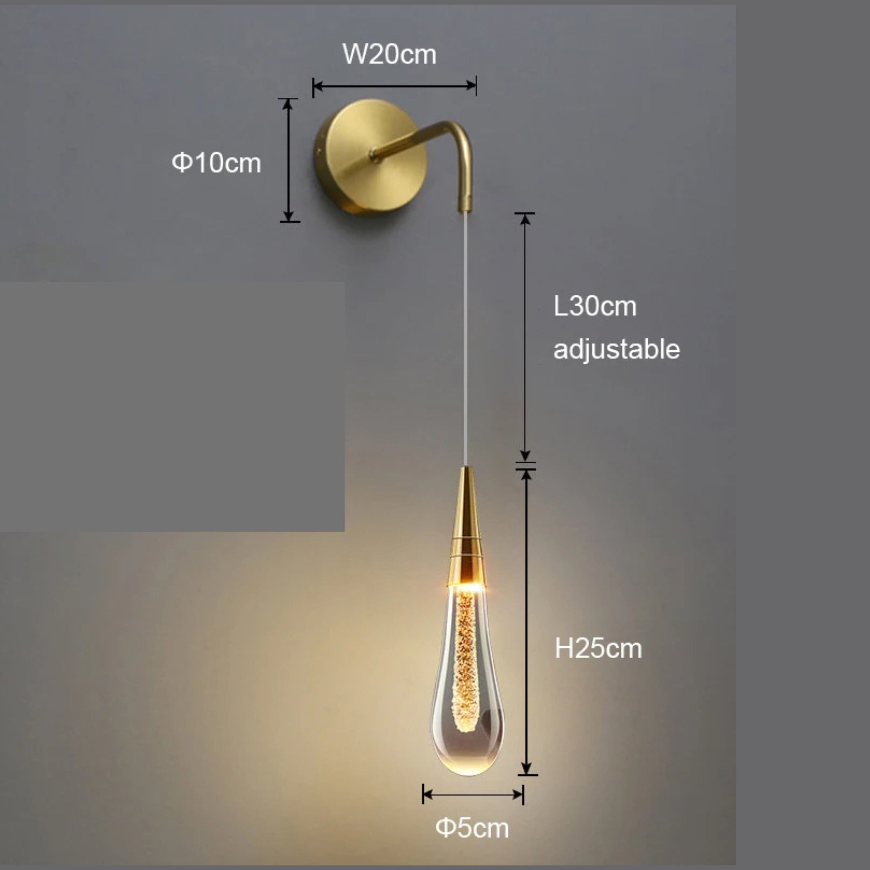 Modern Glass Raindrop LED Wall Sconce 1-Light