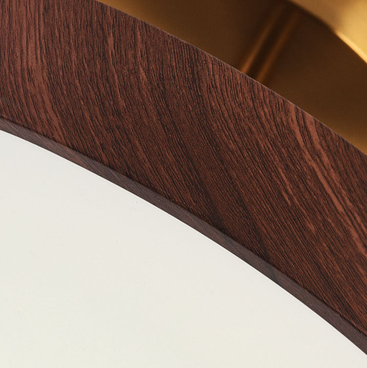 Japanese Wood Round LED Semi-Flush Mount Ceiling Light