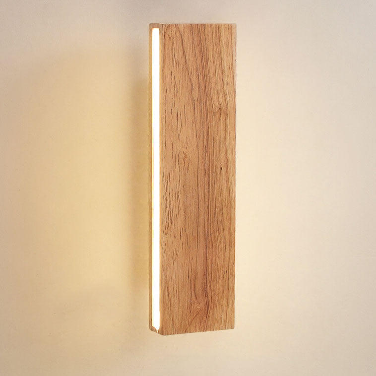 Japanese Wood Rectangular LED Wall Sconce