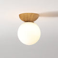 Nordic Wood Glass Globe 1-Light Ceiling Light