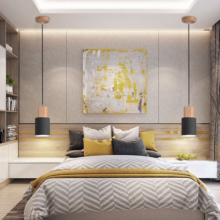 Nordic Wood Cylinder LED 1-Light Pendant Light