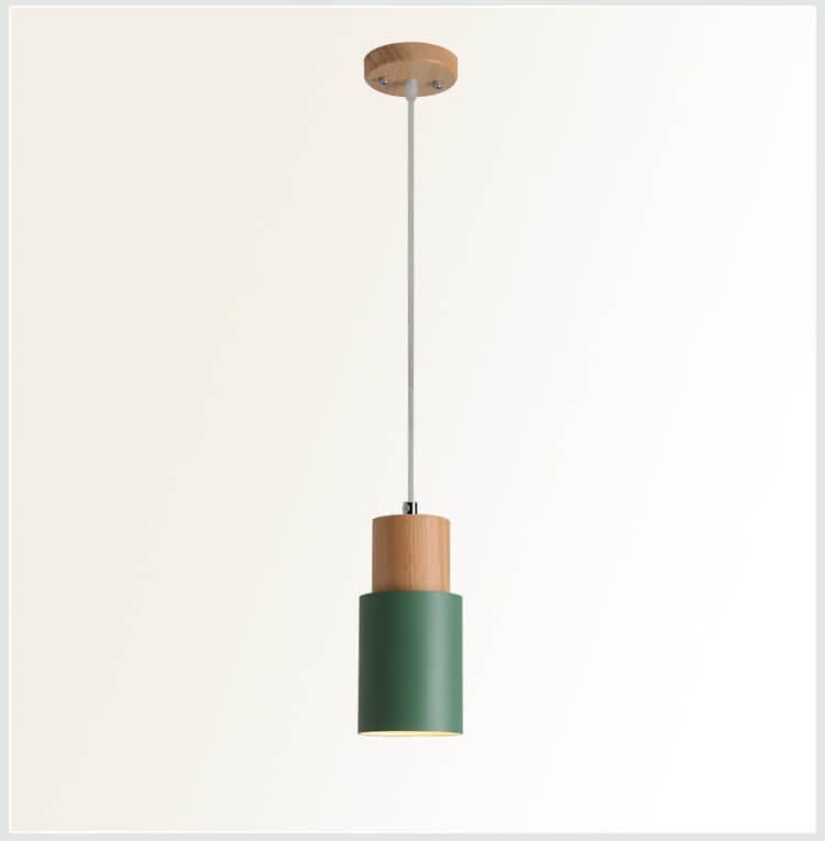 Nordic Wood Cylinder LED 1-Light Pendant Light