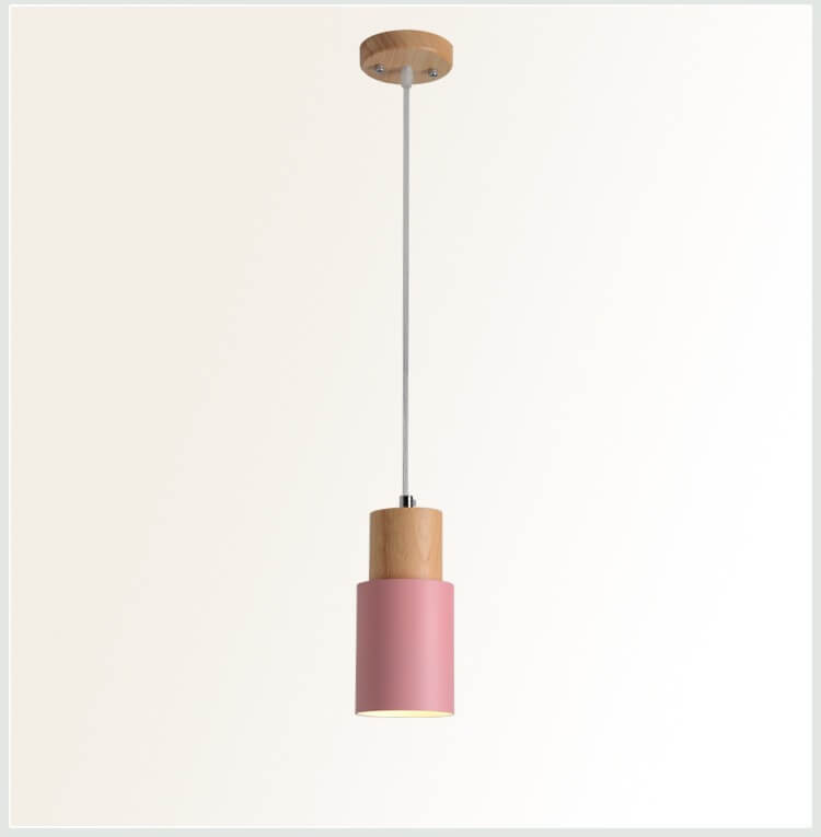 Nordic Wood Cylinder LED 1-Light Pendant Light