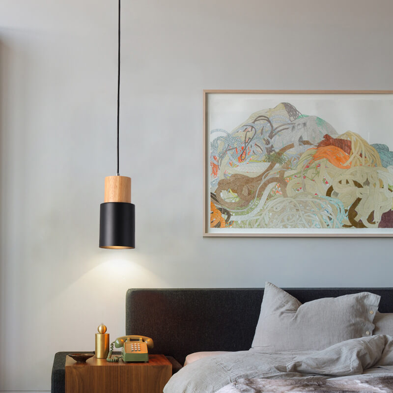 Nordic Wood Cylinder LED 1-Light Pendant Light
