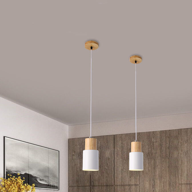 Nordic Wood Cylinder LED 1-Light Pendant Light