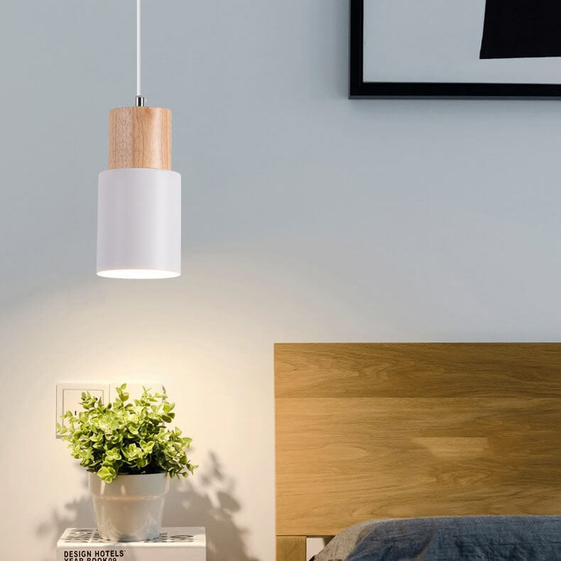 Nordic Wood Cylinder LED 1-Light Pendant Light