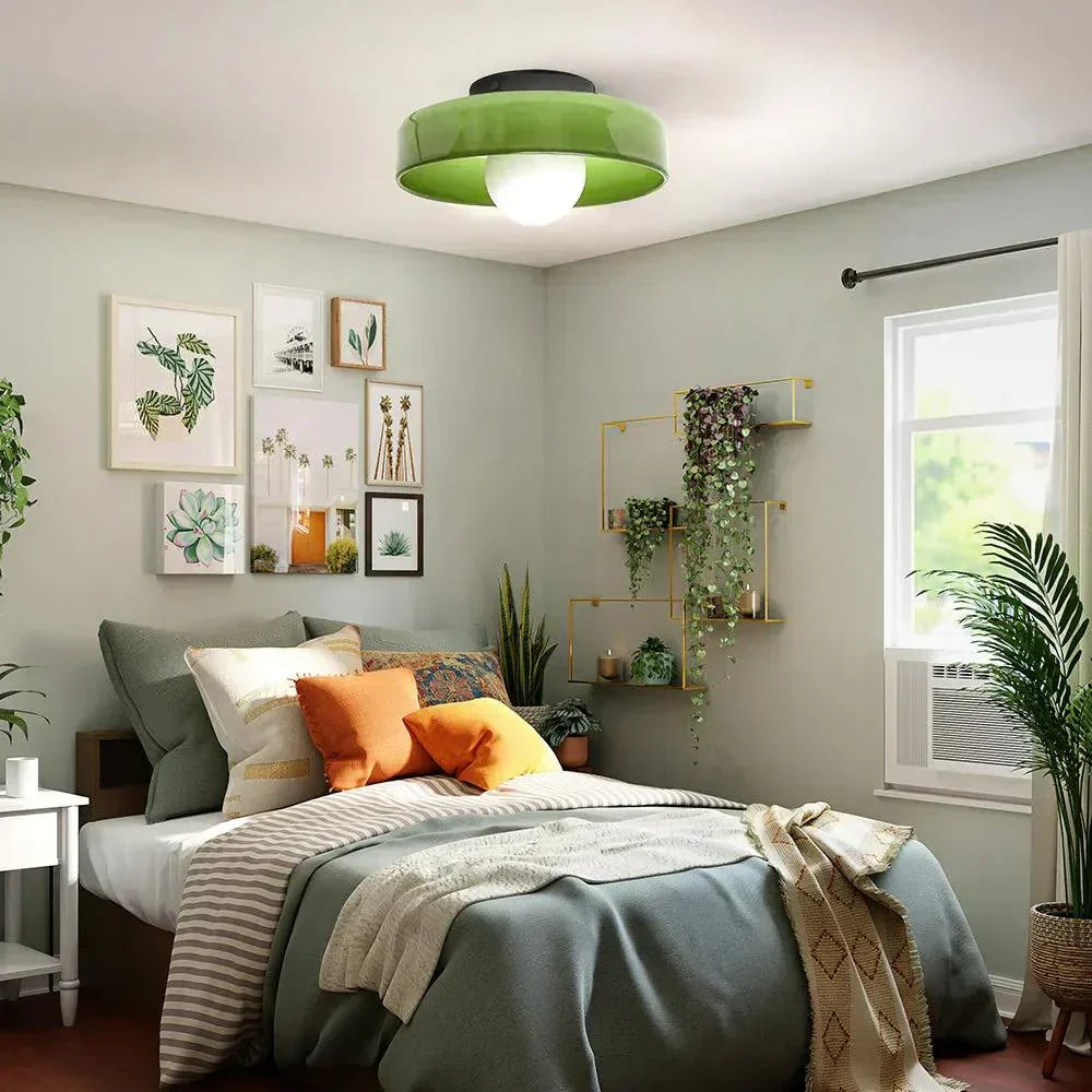 Nordic Glass Olive Disc Wall & Ceiling Light LED 1-light