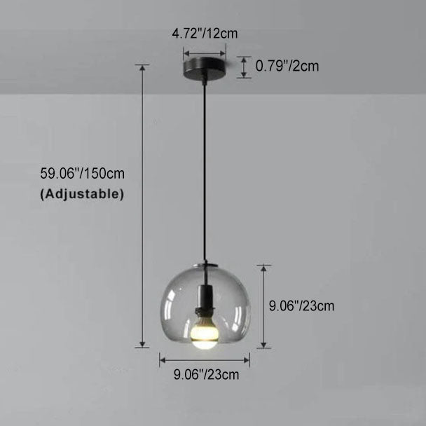 Minimalist Smoked Glass Dome Pendant Light 1-light