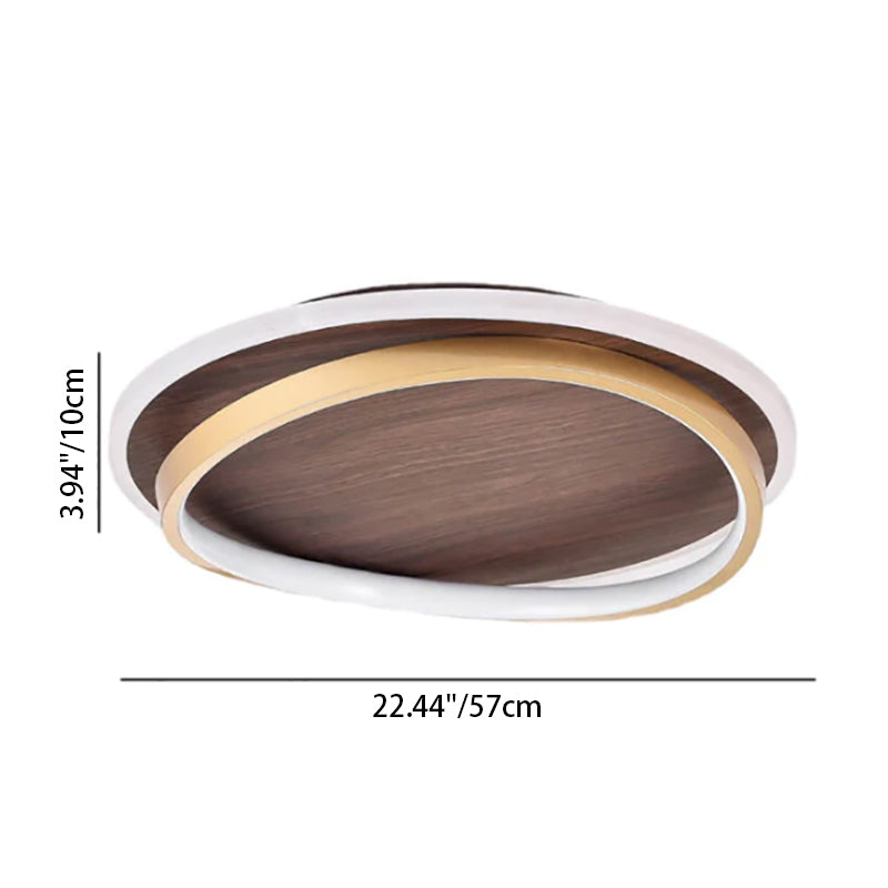 Nordic Walnut Grain Circular LED Flush Mount Ceiling Light 1-light