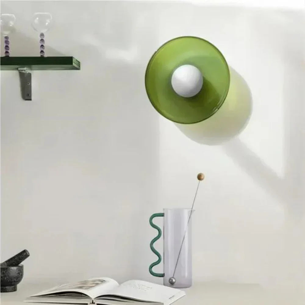 Nordic Glass Olive Disc Wall & Ceiling Light LED 1-light