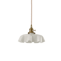 French Ruffled Glass Brass Pendant Light 1-Light