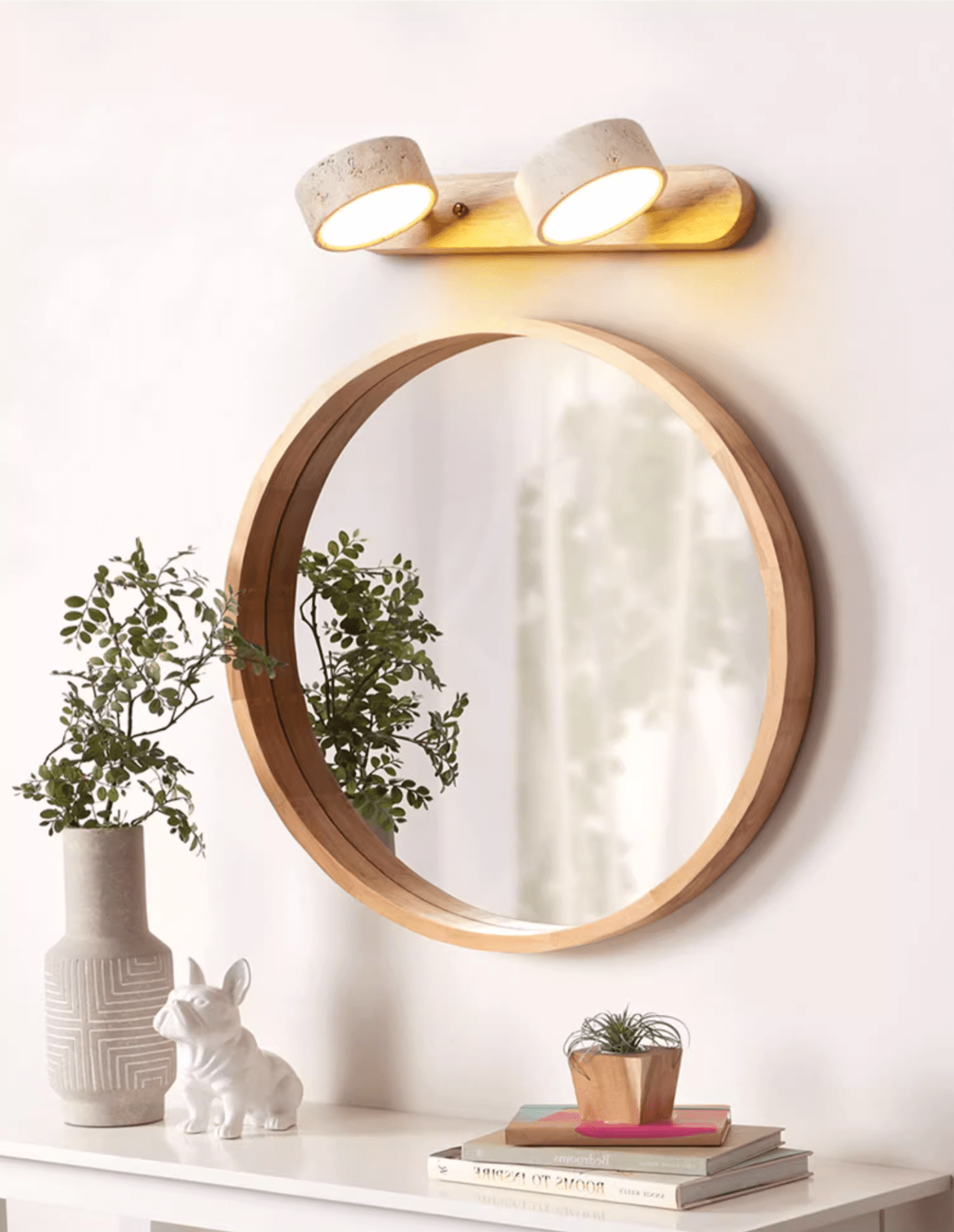 Modern Travertine Round LED Wall Sconce 1-Light