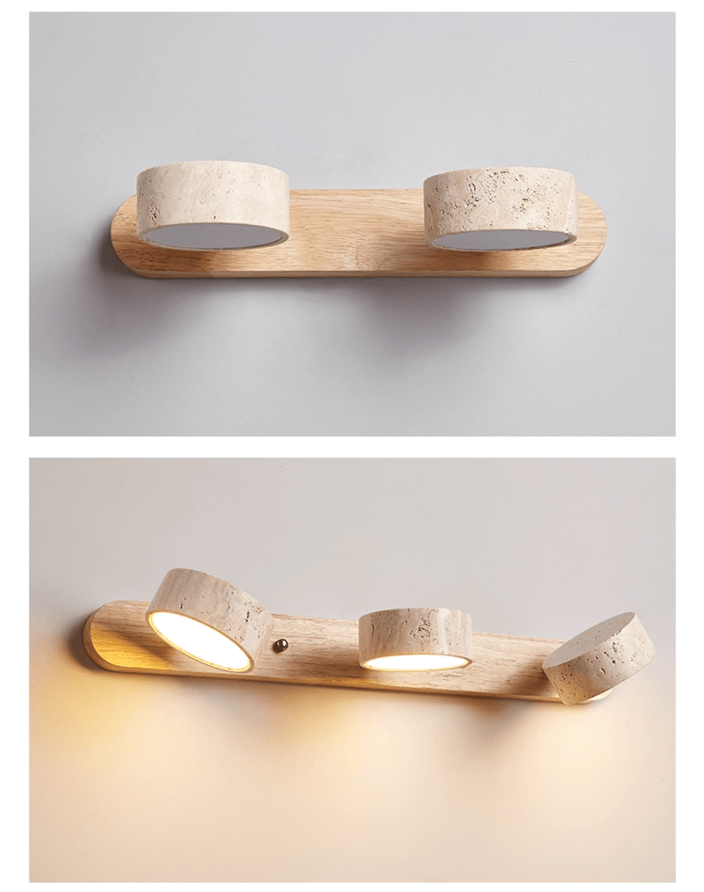 Modern Travertine Round LED Wall Sconce 1-Light