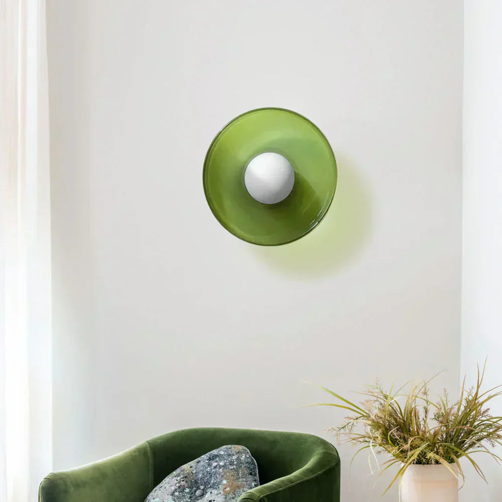 Nordic Glass Olive Disc Wall & Ceiling Light LED 1-light