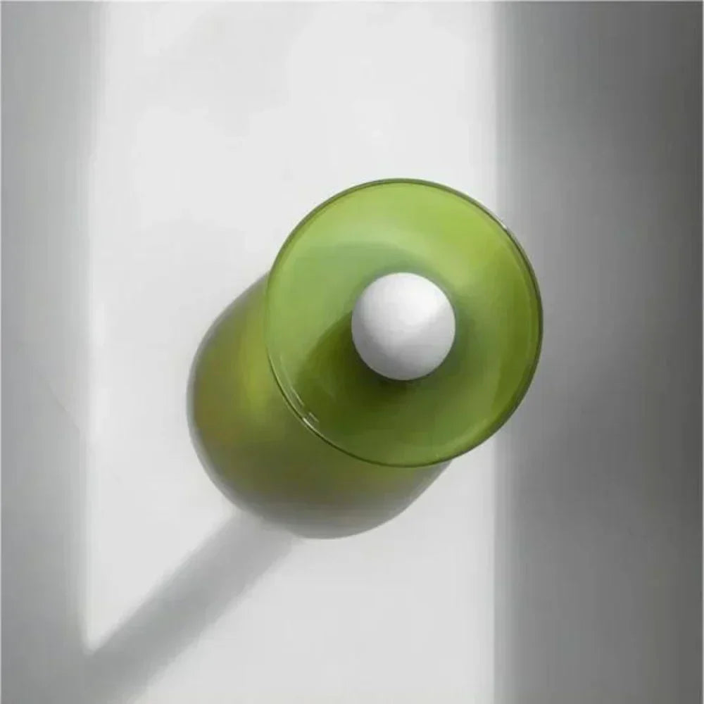 Nordic Glass Olive Disc Wall & Ceiling Light LED 1-light